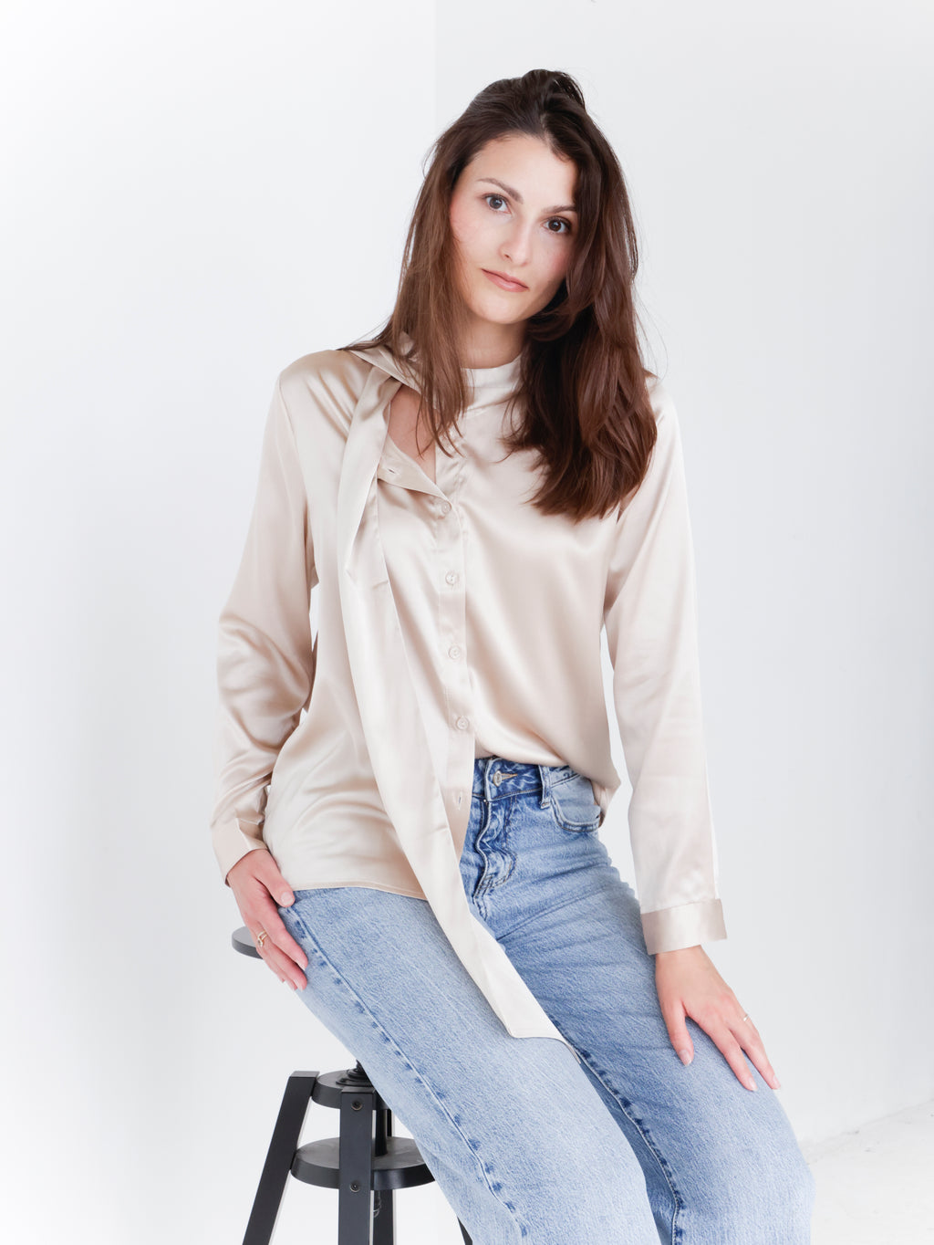 Srajca Mulberry silk champagne