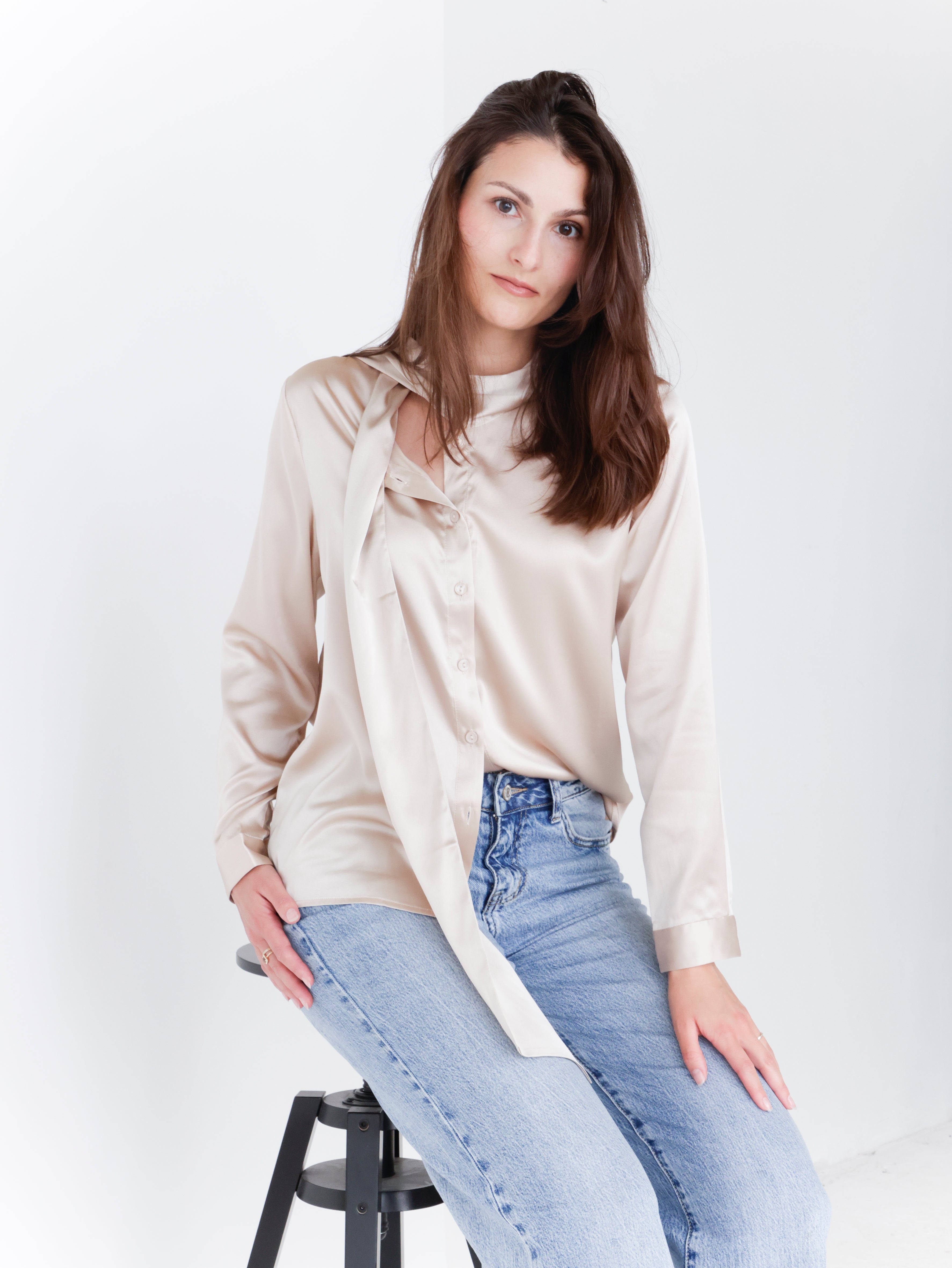 Srajca Mulberry silk champagne