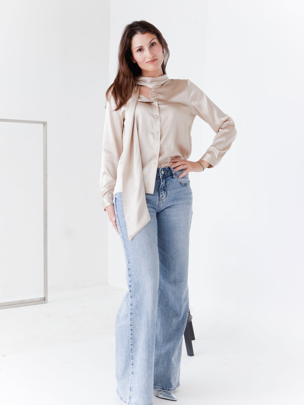 Srajca Mulberry silk champagne