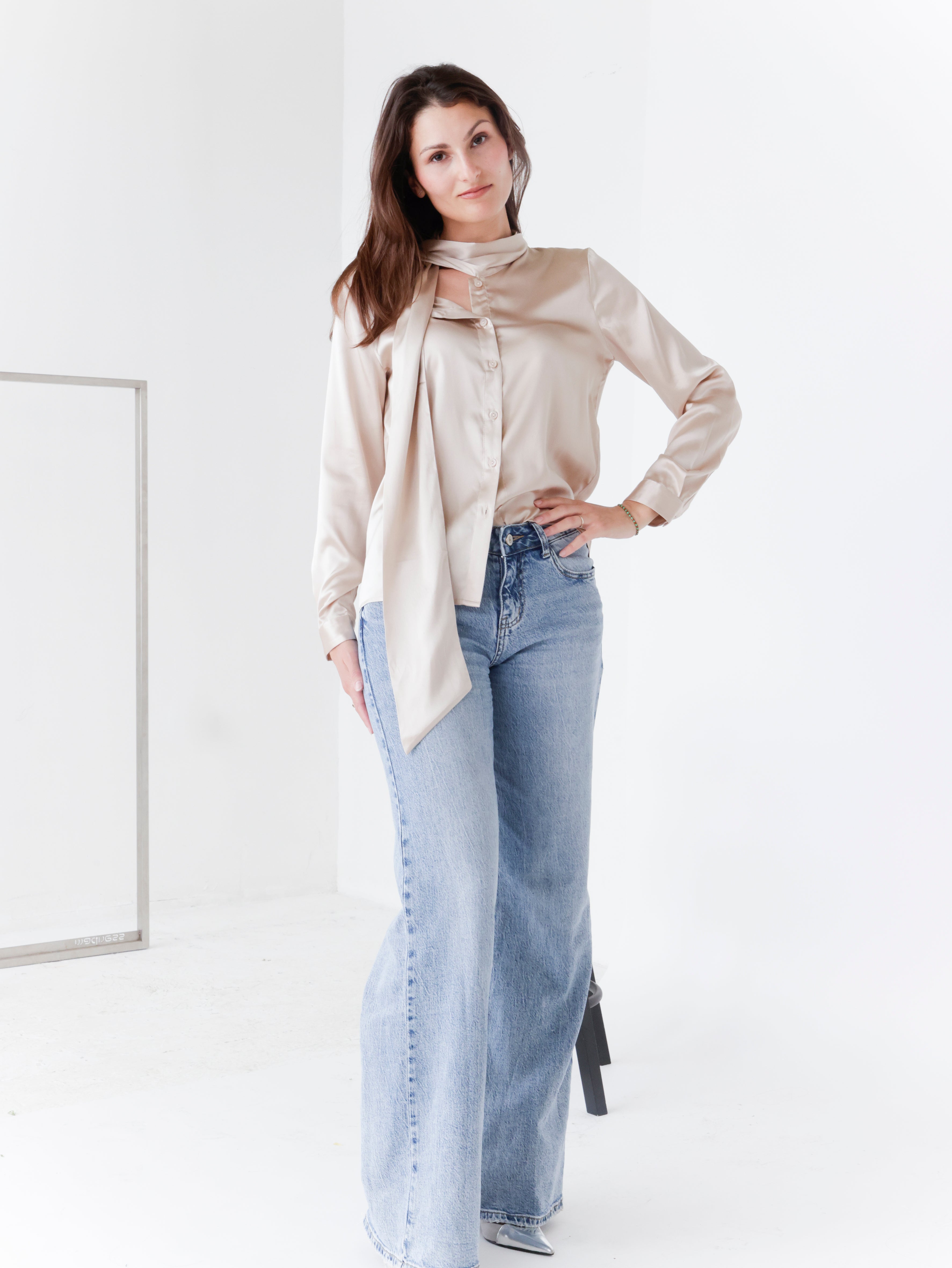 Srajca Mulberry silk champagne