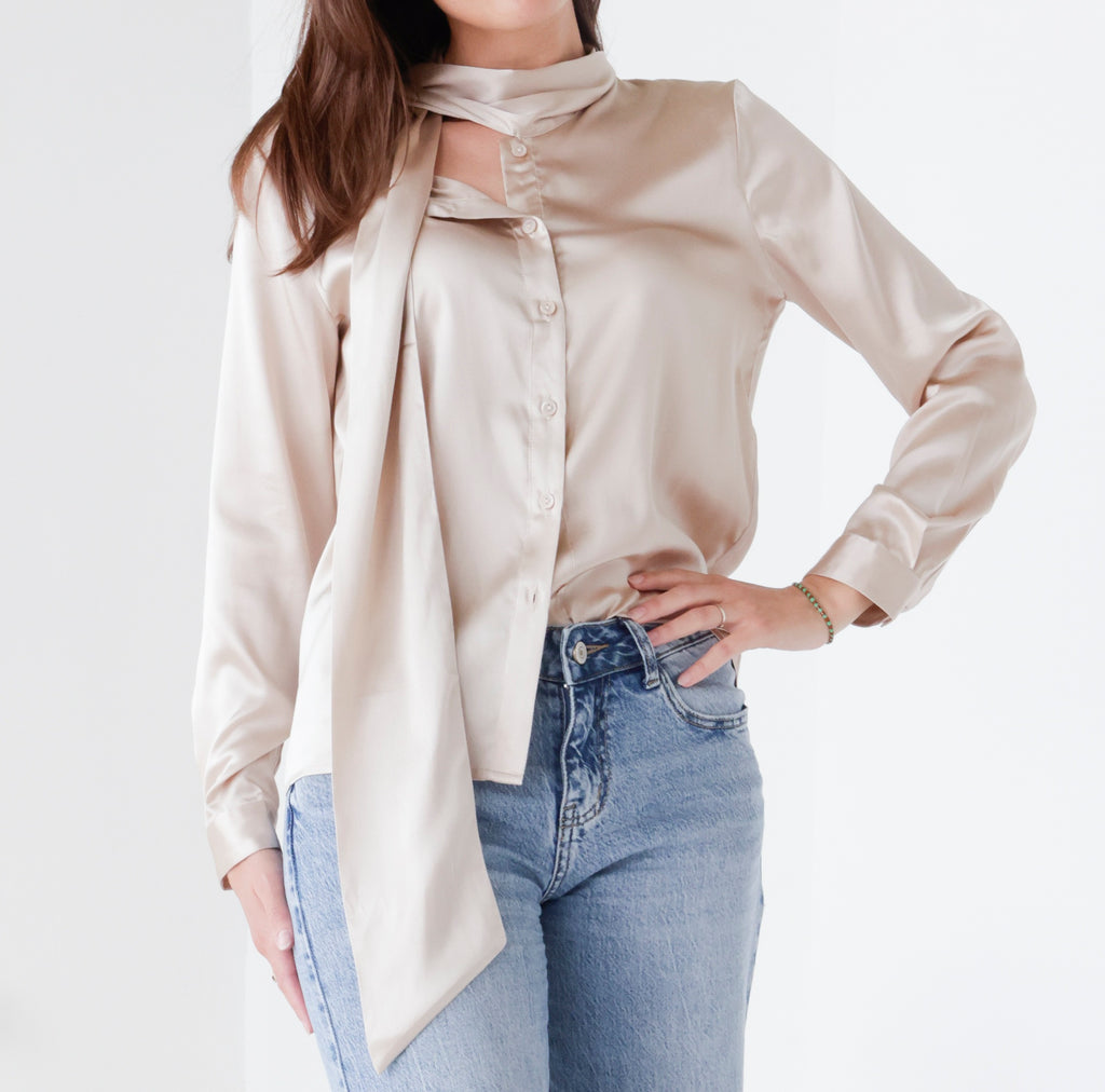 Srajca Mulberry silk champagne