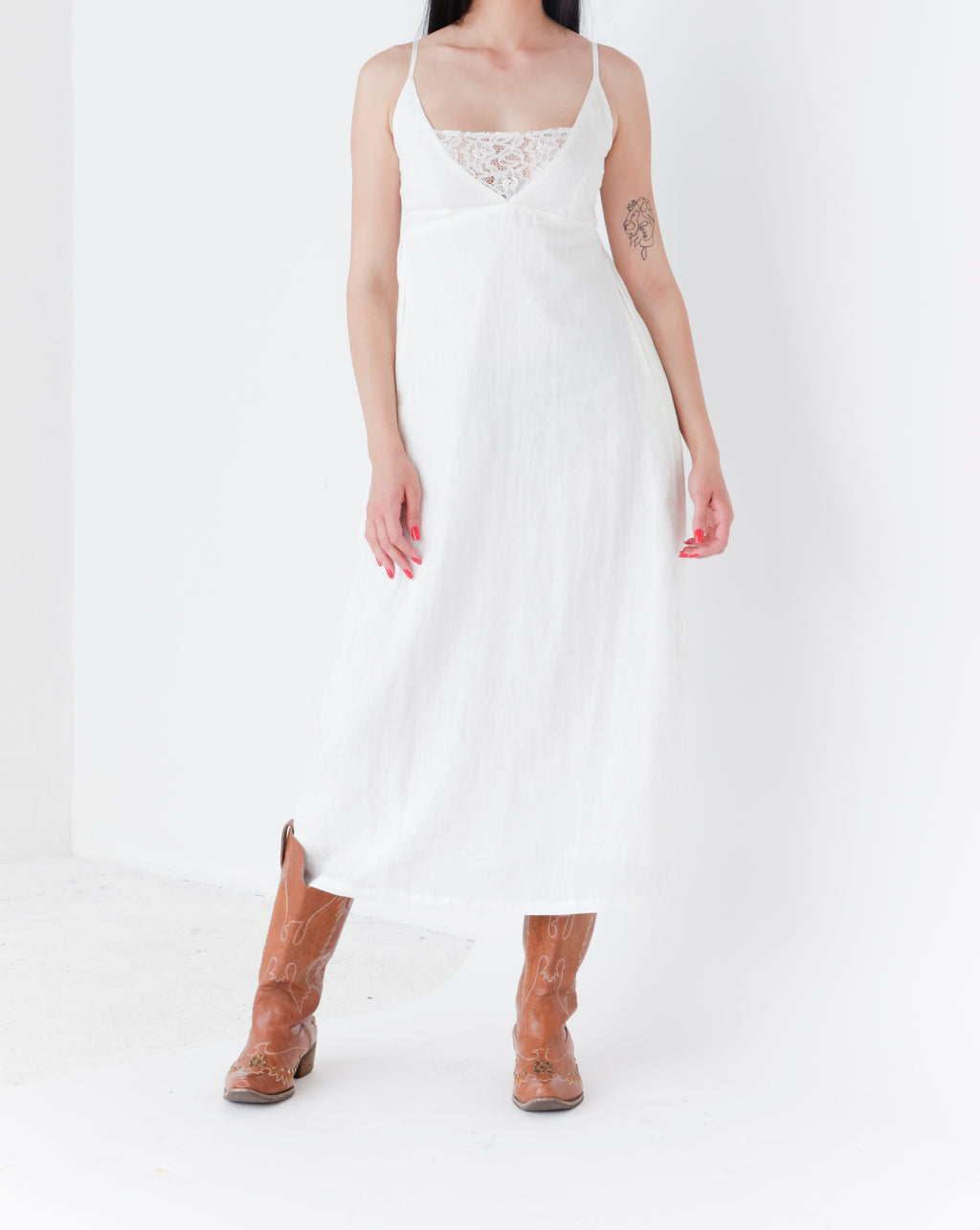 Obleka Linen lace white
