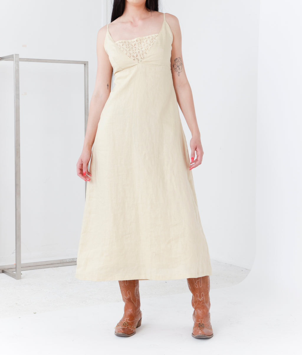 Obleka Linen lace champagne