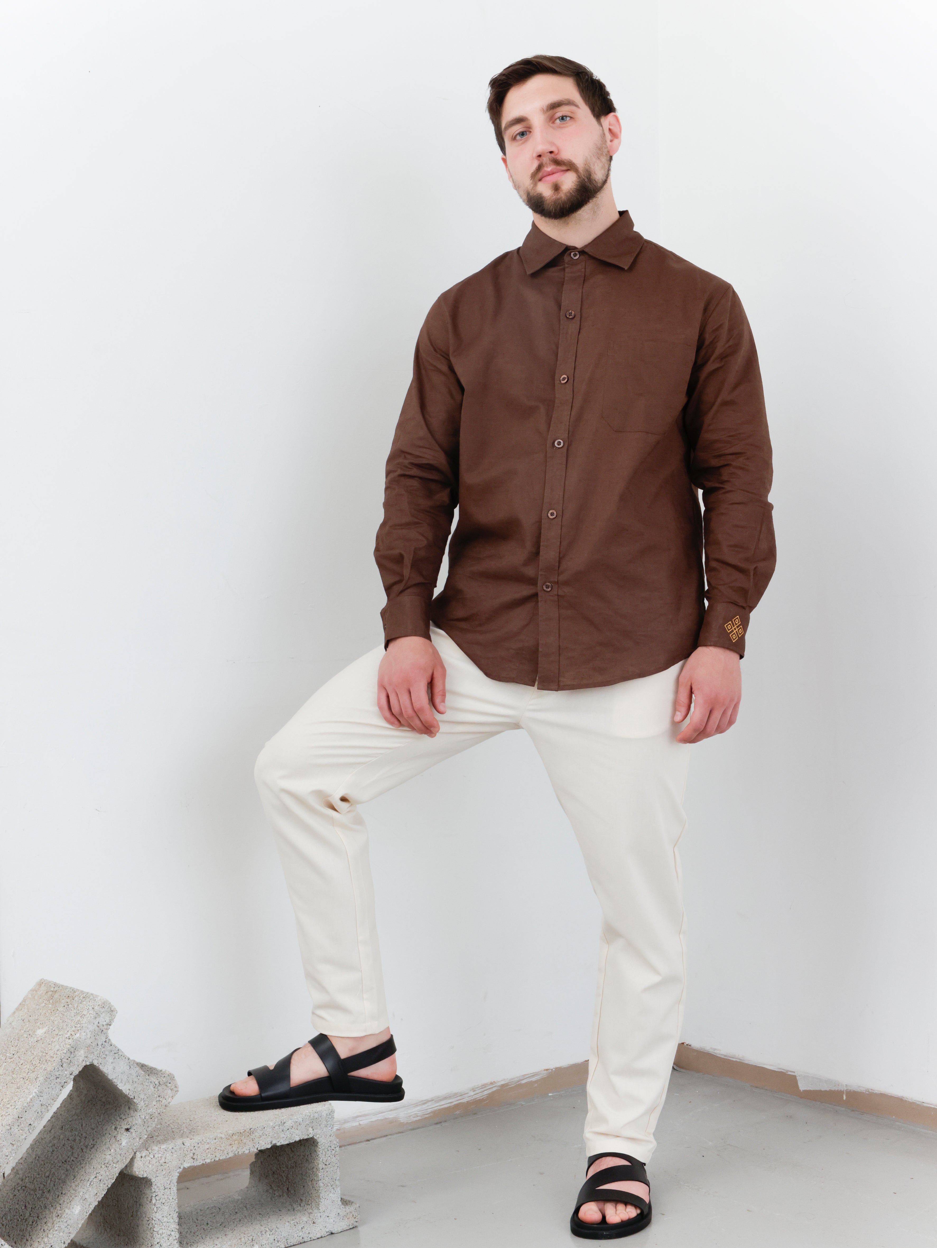 Moška srajca Linen embroidery