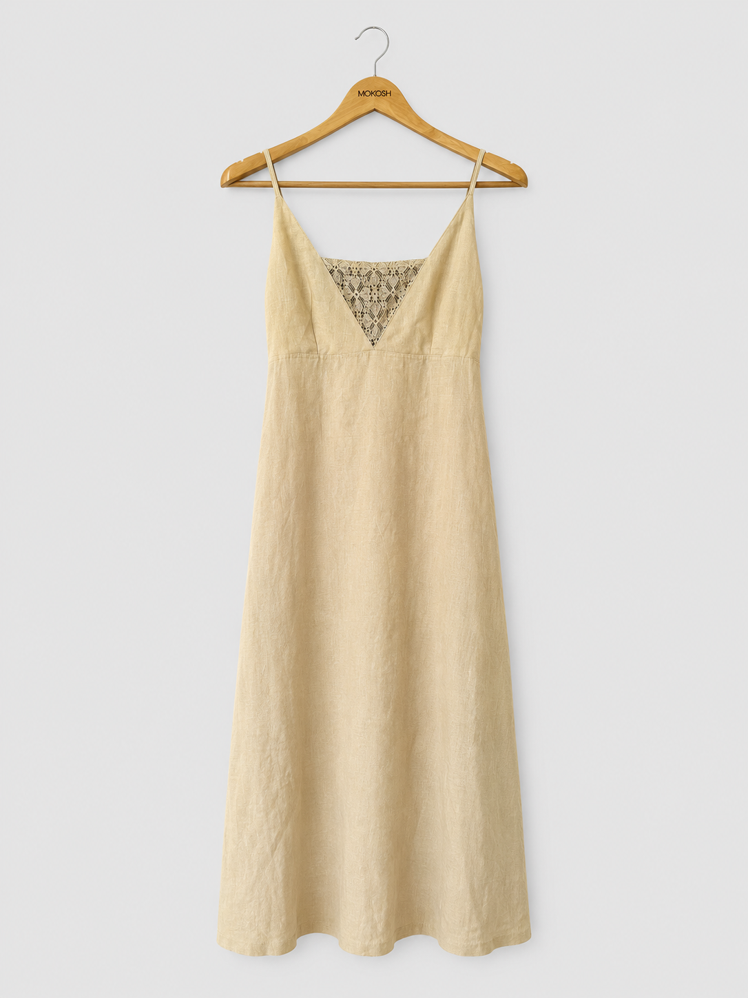 Obleka Linen lace champagne